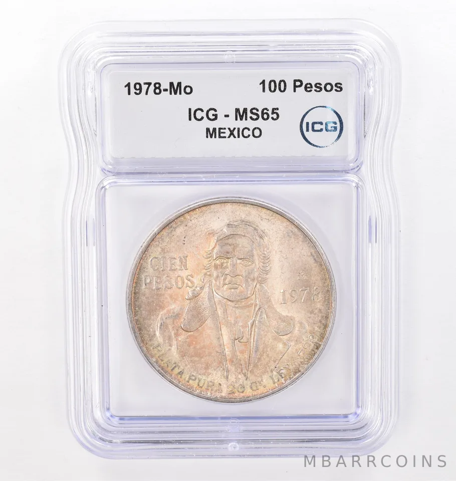 1978 Mo Mexico 100 Pesos Silver MS65 ICG Beautiful Tone *4294