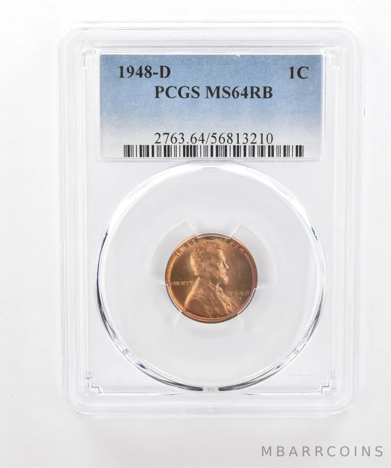 1948-D Lincoln Wheat Cent MS64 RB PCGS Beautiful Tone *2979