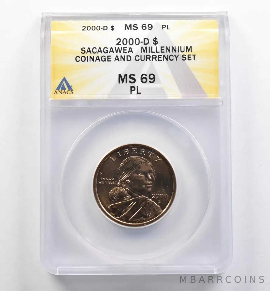 2000-D Sacagawea $1 Coin & Currency Set MS69 PL ANACS *9060