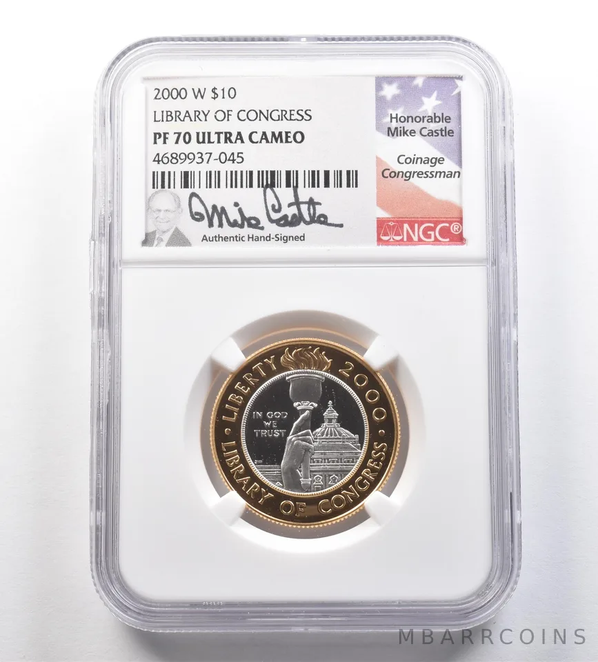 2000-W $10 Library of Congress Bimetallic Commemorative PF70 NGC Castle *2565