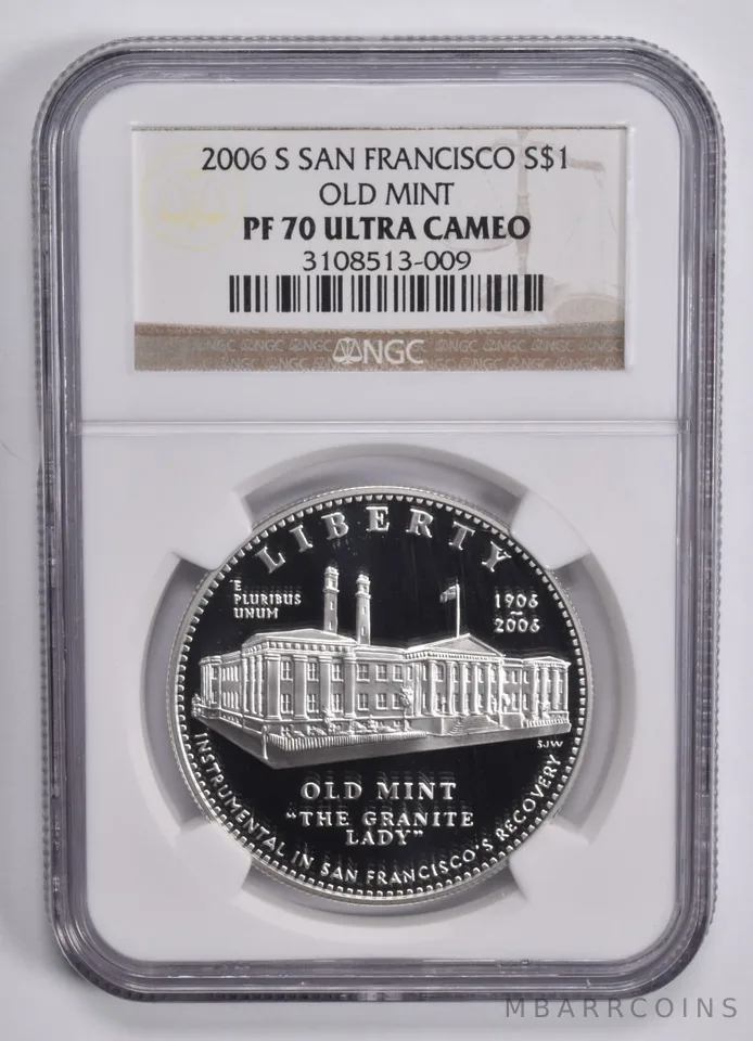 2006-S San Francisco Old Mint Commemorative $1 PF70 NGC UCAM Brown Lbl