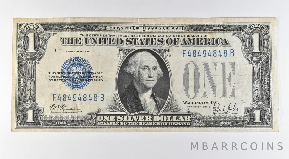 1928 B $1 Silver Certificate Blue Seal *9661