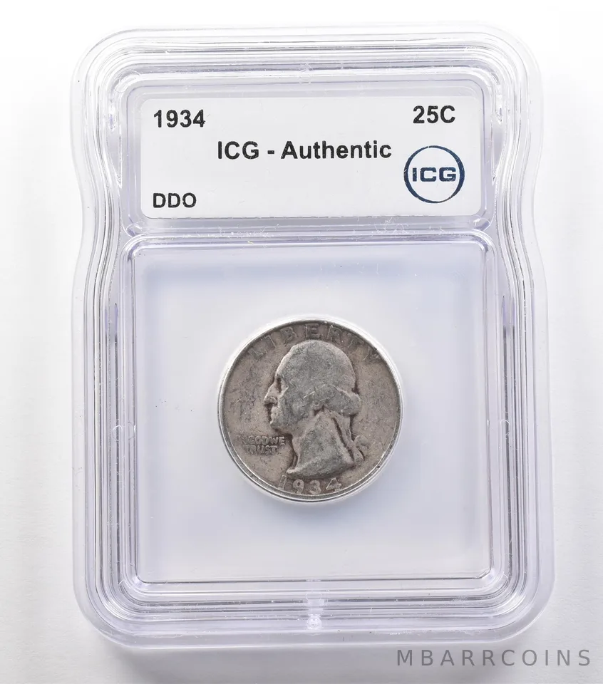 1934 Washington Quarter Mint Error DDO Authentic ICG *2438