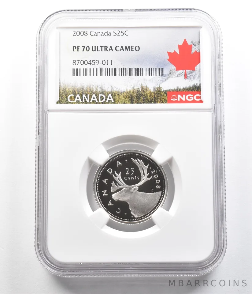 2008 Canada 25 Cents Silver PF70 UCAM NGC Canada Label