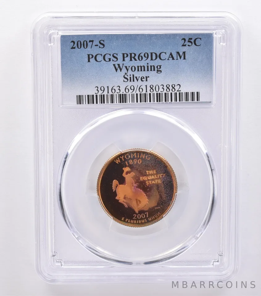 2007-S Washington State Quarter Wyoming Silver PR69 DCAM PCGS Nice Tone *8721