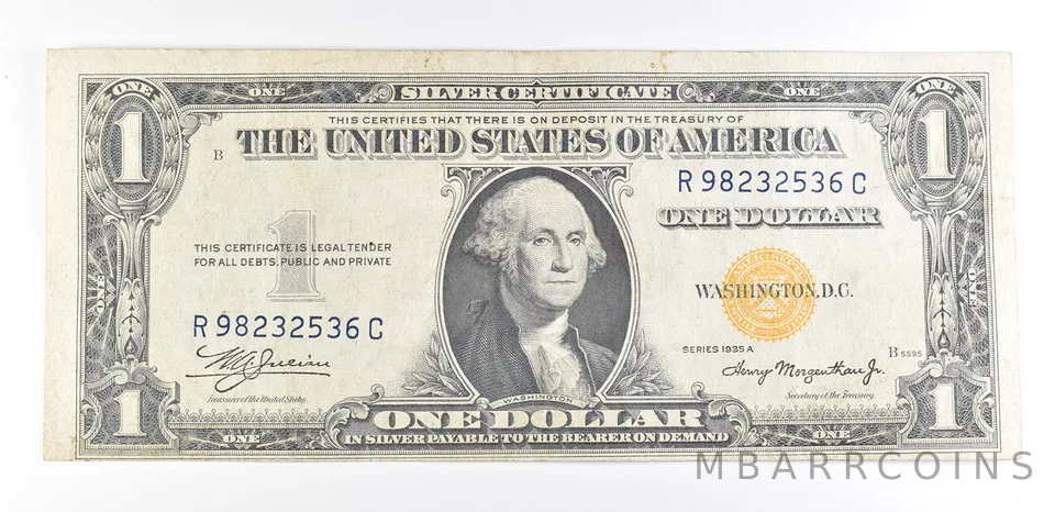 1935 A $1 Silver Certificate North Africa Yellow Seal Fr#2309 WWII *9363