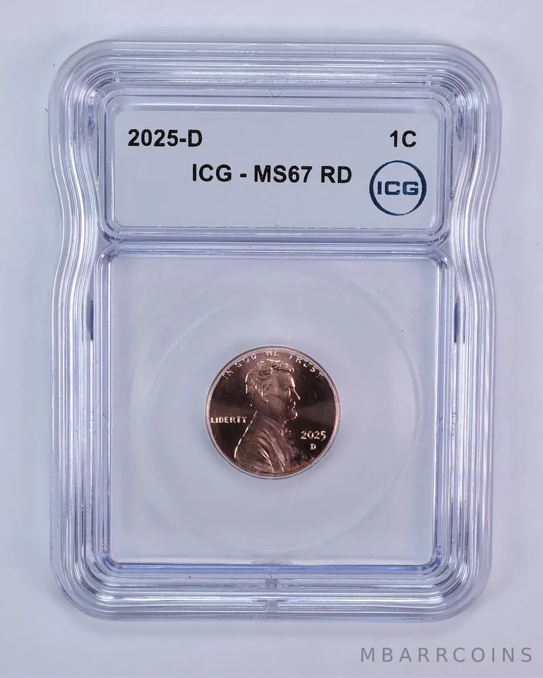 2025-D Lincoln Shield Cent MS67 RD ICG