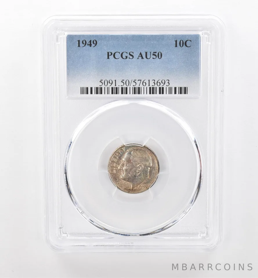 1949 Roosevelt Dime AU50 PCGS Beautiful Tone *1889