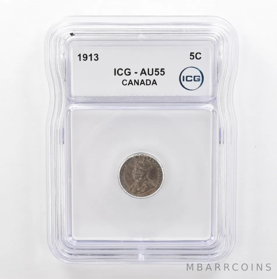 1913 Canada 5 Cents AU55 ICG Beautiful Tone *5352