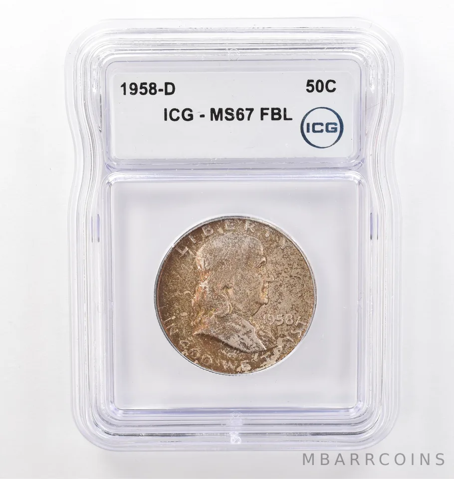 1958-D Franklin Half Dollar MS67 FBL ICG Beautiful Tone *6203