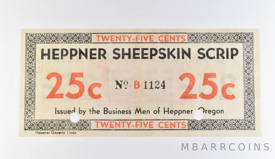 1934 25 Cents Heppner OR Sheepskin Scrip *9749