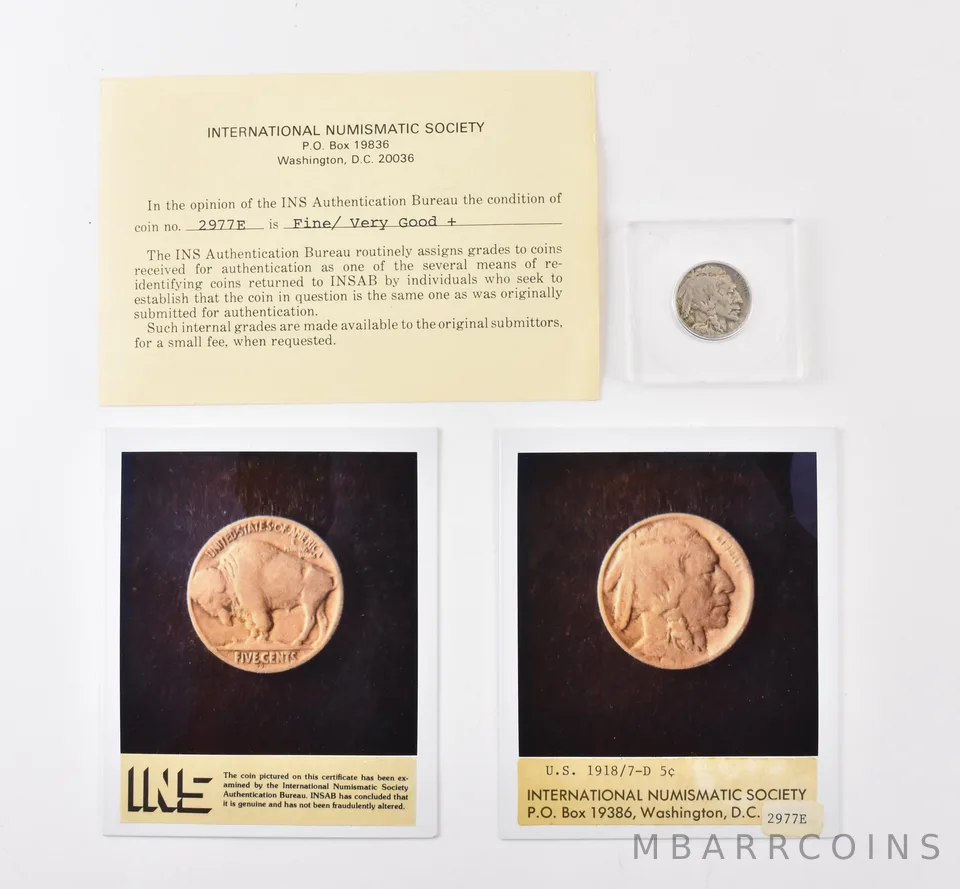 1918/7-D Indian Head Buffalo Nickel W/ CoA *6402