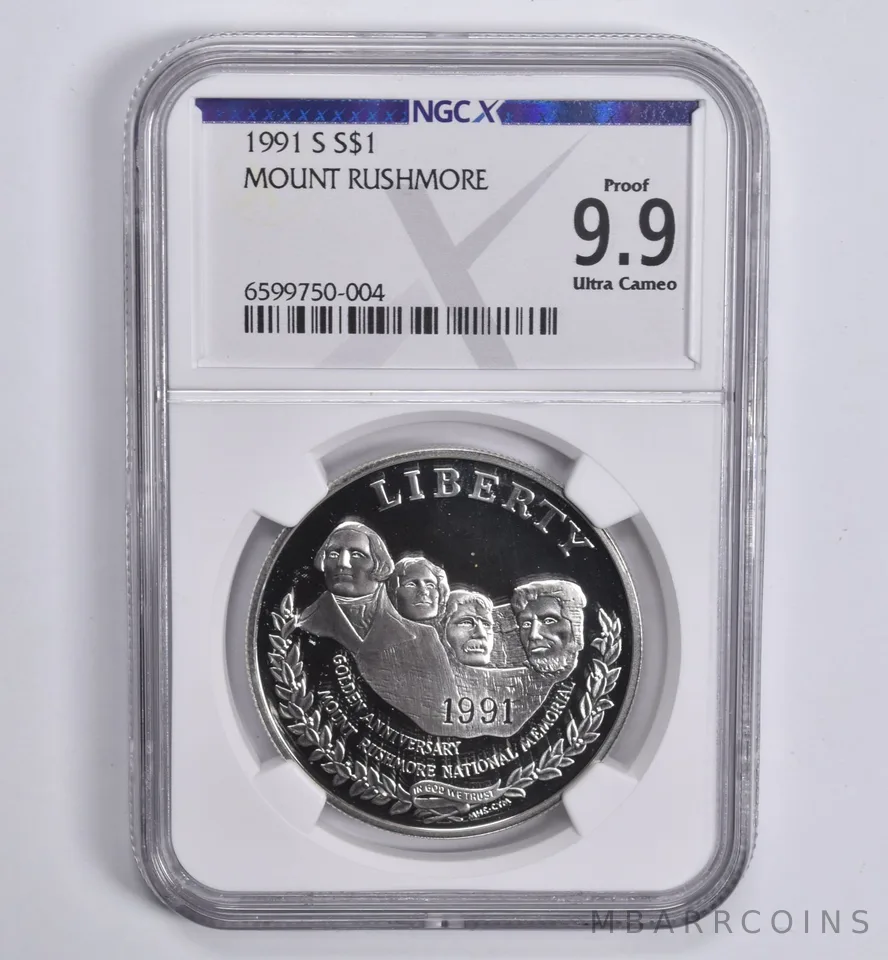 1991-S Mount Rushmore Commemorative Dollar Proof 9.9 NGC X NGCX