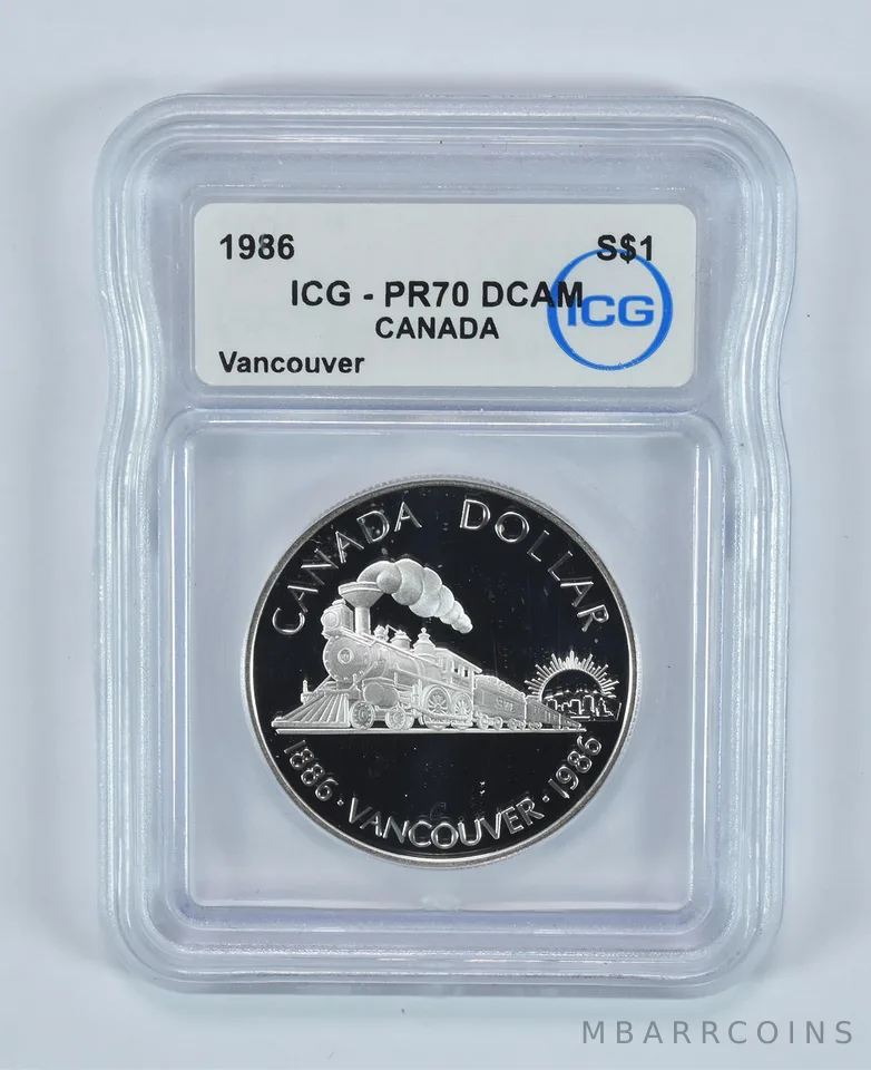 1986 Canada Silver Dollar Vancouver PR70 DCAM ICG