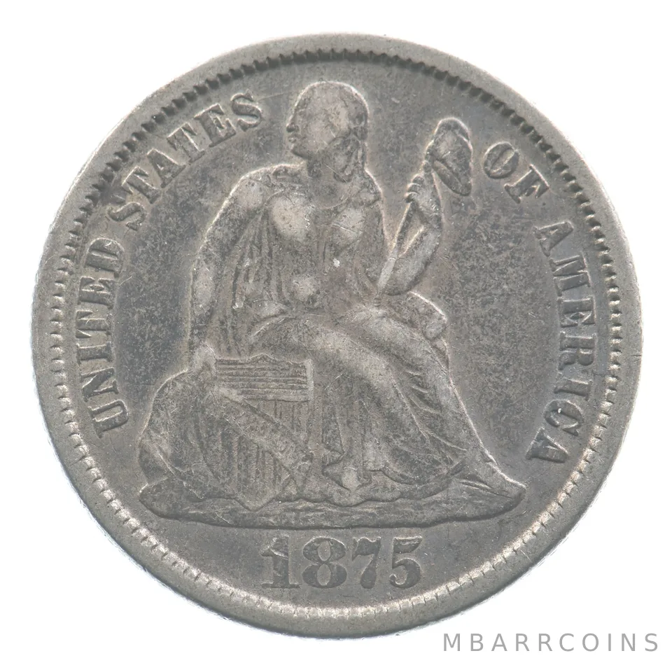 1875 Seated Liberty Dime Love Token C M B Victorian *4519