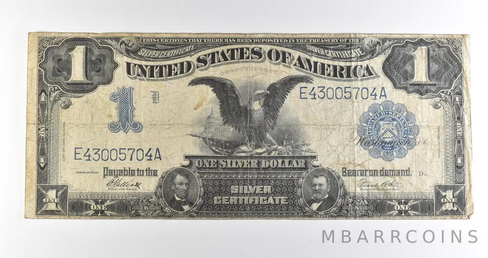 1899 $1 Silver Certificate Black Eagle Blue Seal Large Note *4523