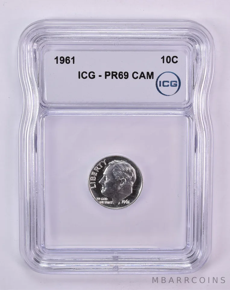 1961 Roosevelt Dime PR69 CAM ICG