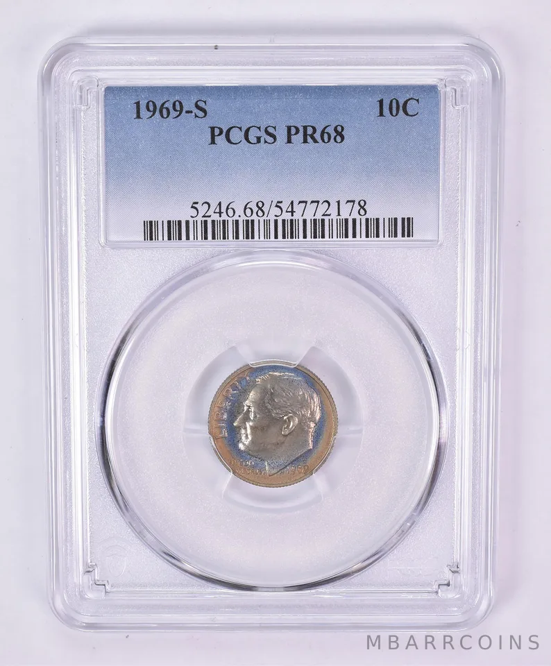 1969-S Roosevelt Dime PR68 PCGS Beautiful Tone *1101