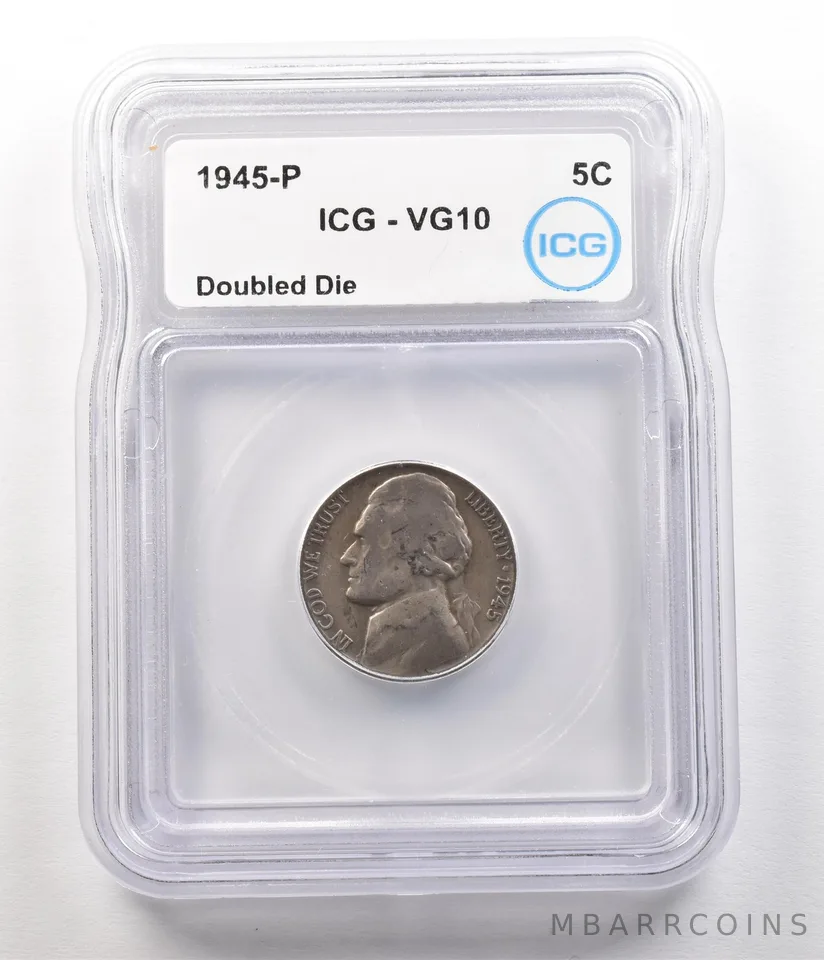 1945-P Jefferson Nickel Doubled Die VG10 ICG a4919