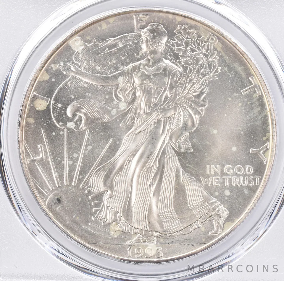 1993 American Silver Eagle MS64 PCGS Beautiful Tone Reverse *1483