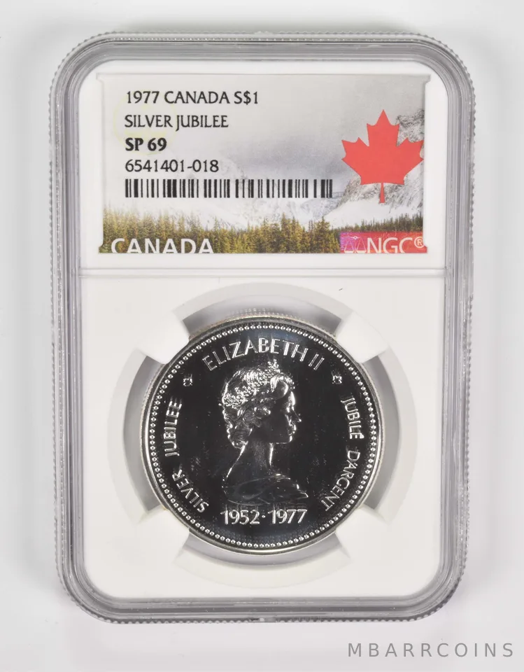 1977 Canada $1 Silver Dollar Silver Jubilee SP69 NGC Canada Lbl