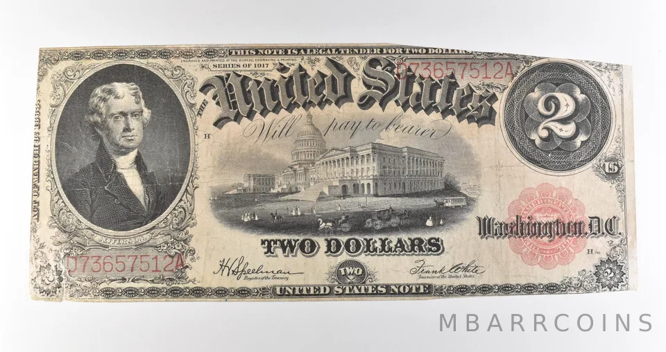 1917 $2 Legal Tender Red Seal Large Note Fr#60 *4686