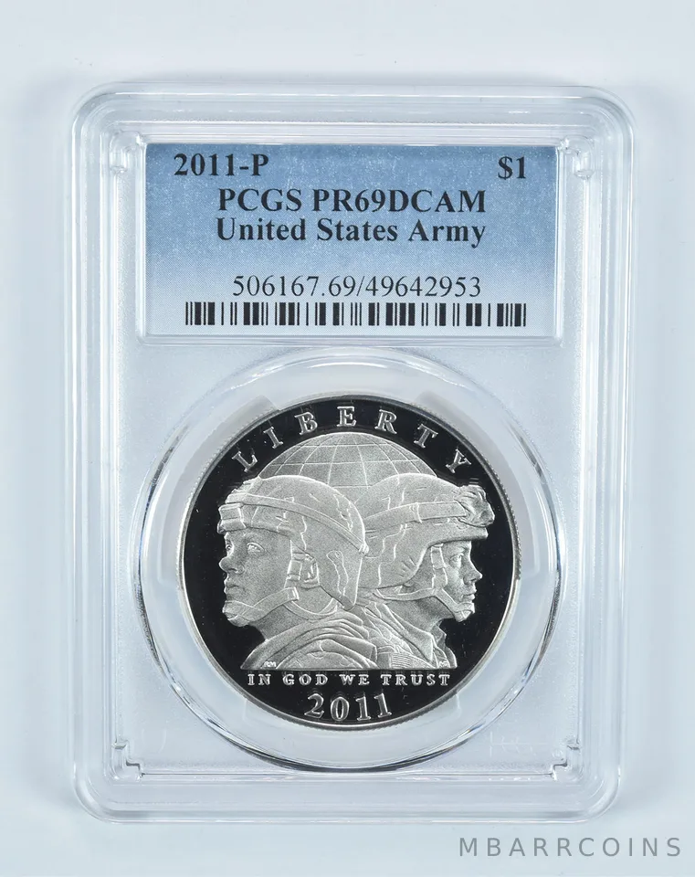 2011-P United States Army Commemorative Dollar PR69 DCAM PCGS Blue Label