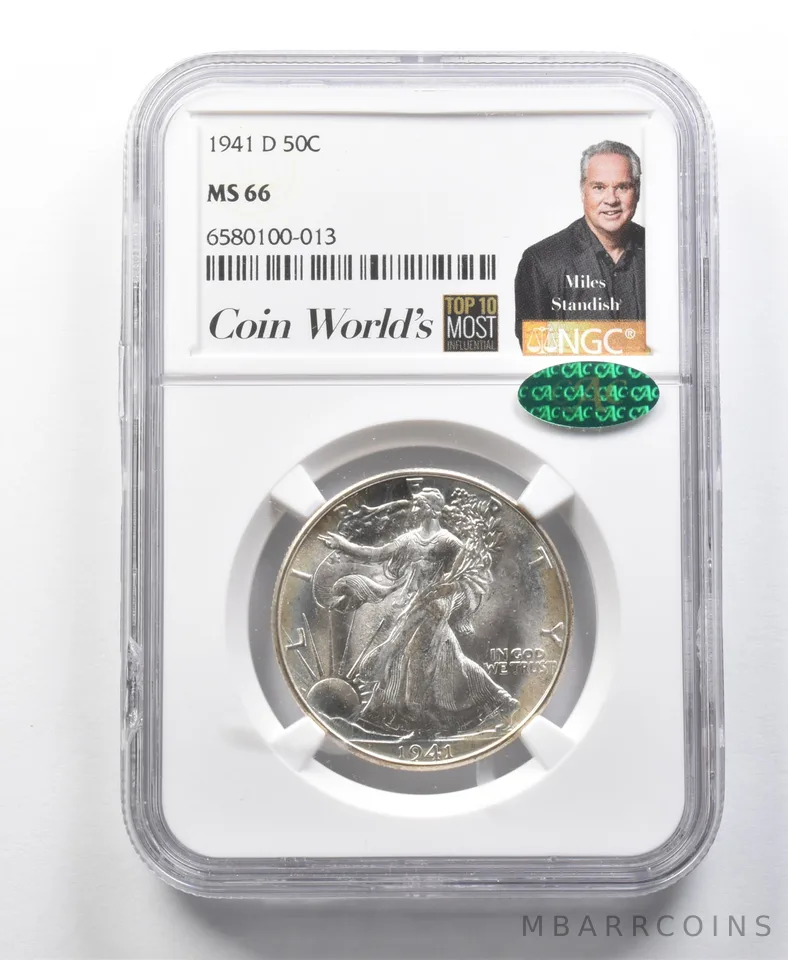 1941-D Walking Liberty Half Dollar Miles Standish MS66 NGC CAC *8546
