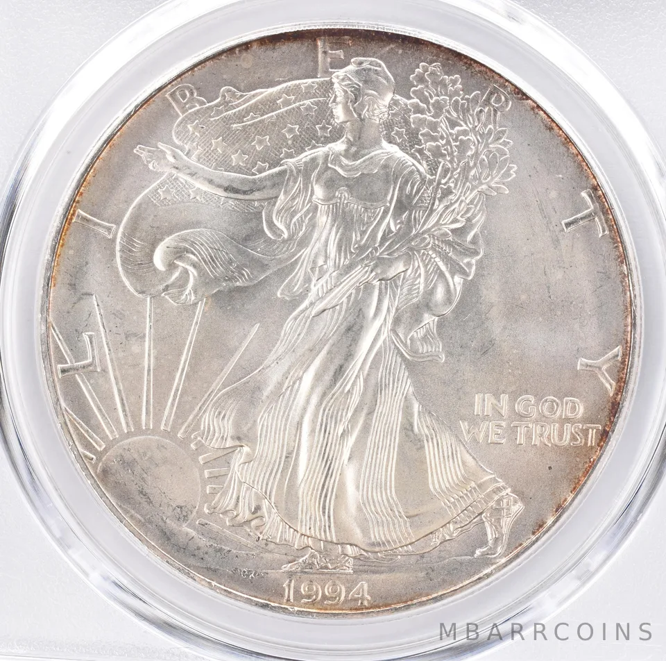 1994 American Silver Eagle MS67 PCGS Peripheral Tone *1385