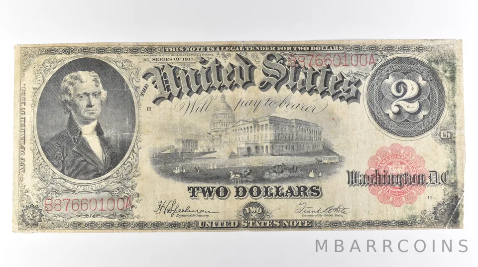 1917 $2 Legal Tender Large Note Red Seal *3074