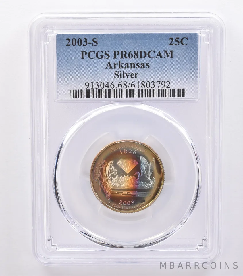 2003-S Washington State Quarter Arkansas SIlver PR68 DCAM PCGS Nice Tone *8768