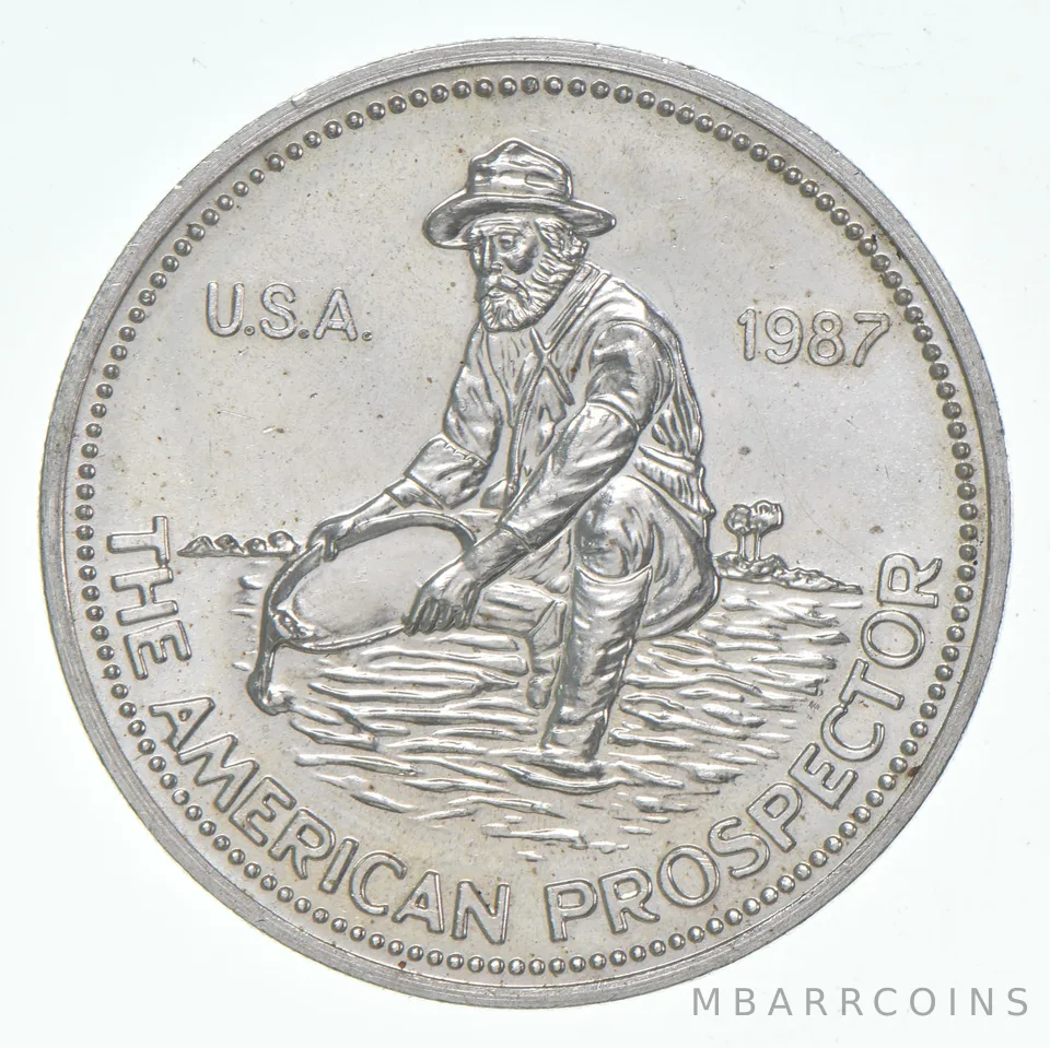 1987 1 Troy Oz. .999 Silver Engelhard American Prospector Silver Round