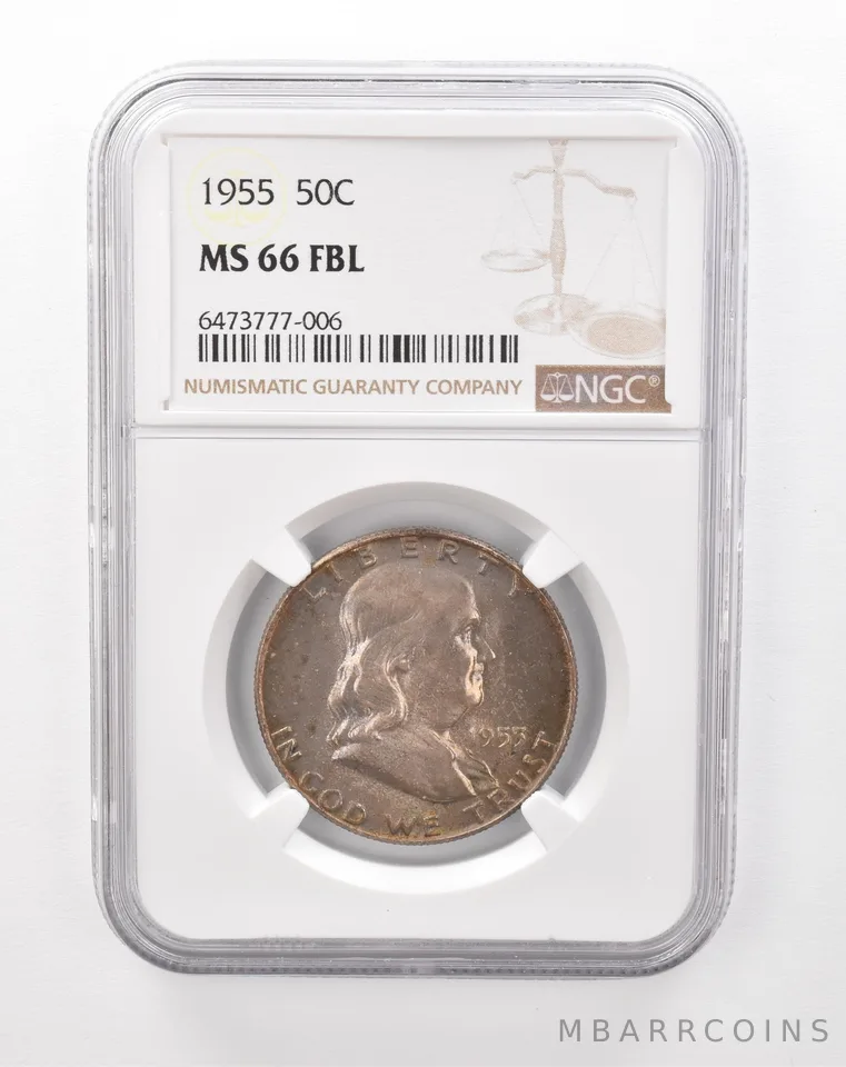 1955 Franklin Half Dollar MS66 FBL NGC Beautiful Tone a1258