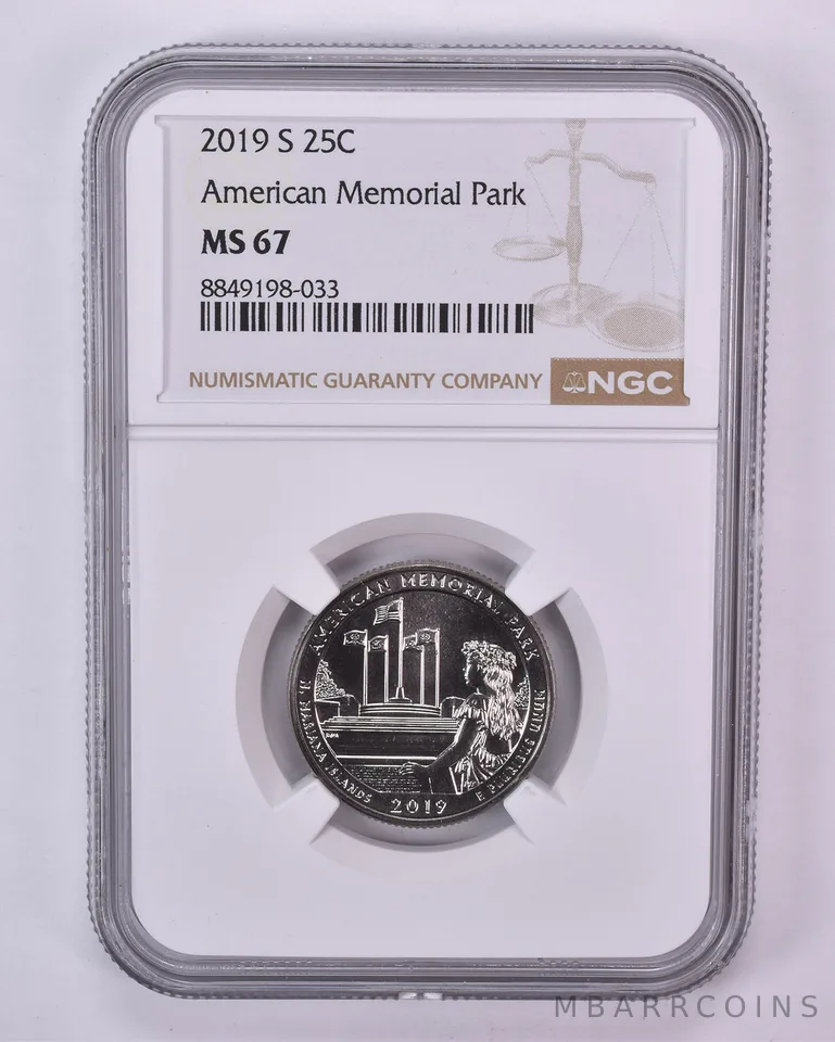 2019-S Washington Quarter ATB American Memorial Park MS67 NGC