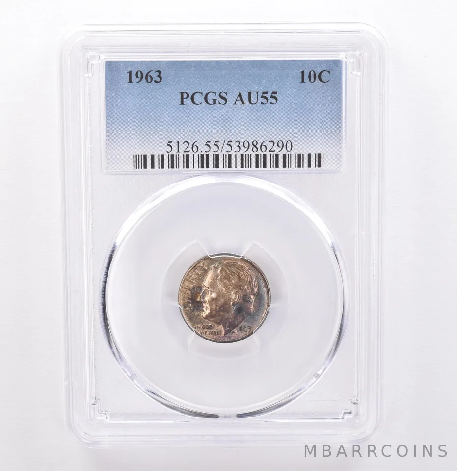 1963 Roosevelt Dime AU55 PCGS Beautiful Tone *9322