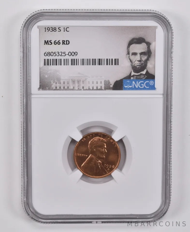 1938-S Lincoln Wheat Cent MS66 RD NGC Special Label