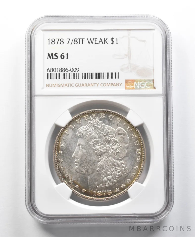 1878 7/8TF Morgan Silver Dollar Weak MS61 NGC *8591