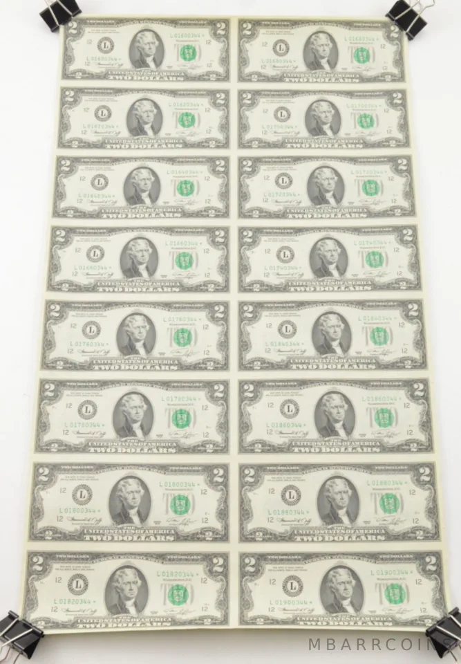 Lot(16) 1976 Star Error $1 San Francisco, CA United States FRN Uncut Sheet a8709