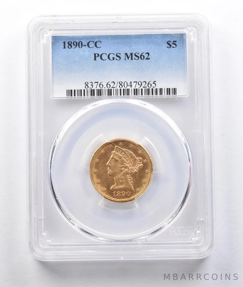 1890-CC $5 Liberty Head Gold Half Eagle MS62 PCGS *2952