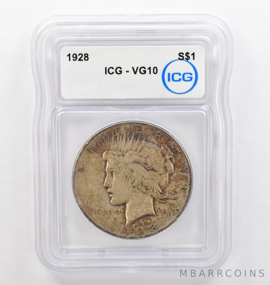 1928 Peace Silver Dollar VG10 ICG Beautiful Tone *0268