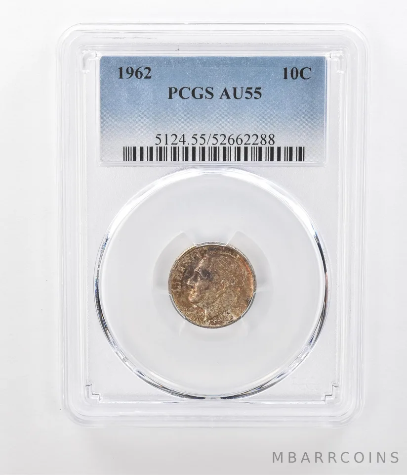 1962 Roosevelt Dime AU55 PCGS Beautiful Tone *1041