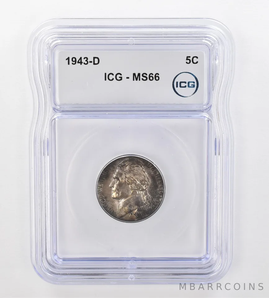 1943-D Jefferson Nickel MS66 ICG Beautiful Tone *0897