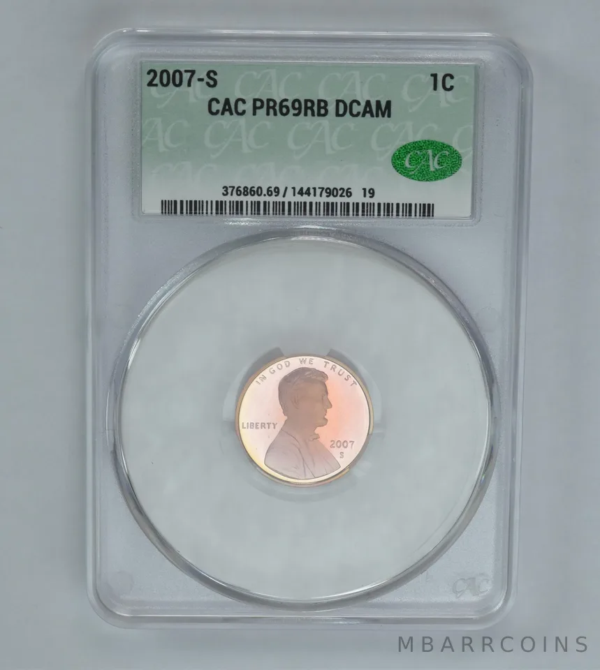 2007-S Lincoln Memorial Cent PR69 RB DCAM CAC CACg Beautiful Tone a1003