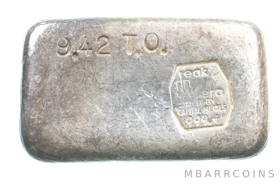 9.42 Troy Oz Silver Bar Deak Perera Vintage Poured Capital Metals 10 a5545