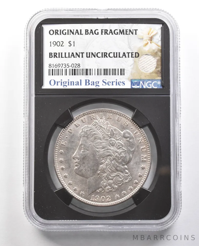 1902 Morgan Silver Dollar Original Bag Fragment BU NGC *4360