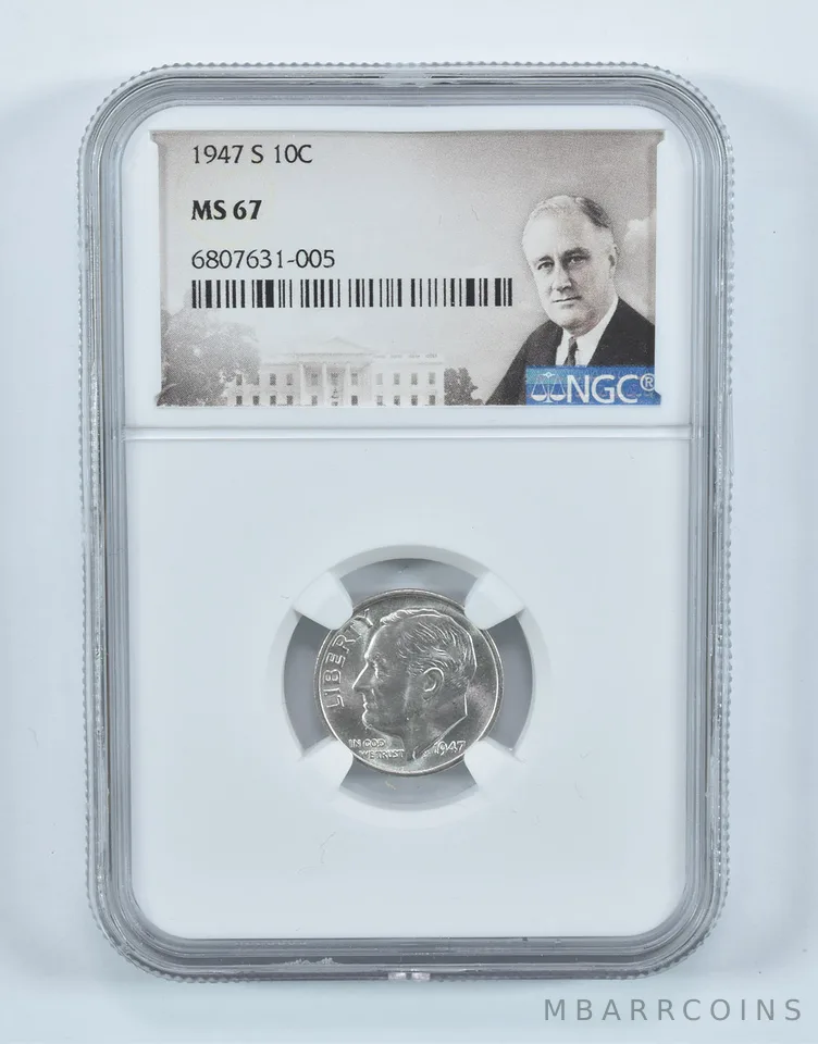 1947-S Roosevelt Dime MS67 NGC Special Label