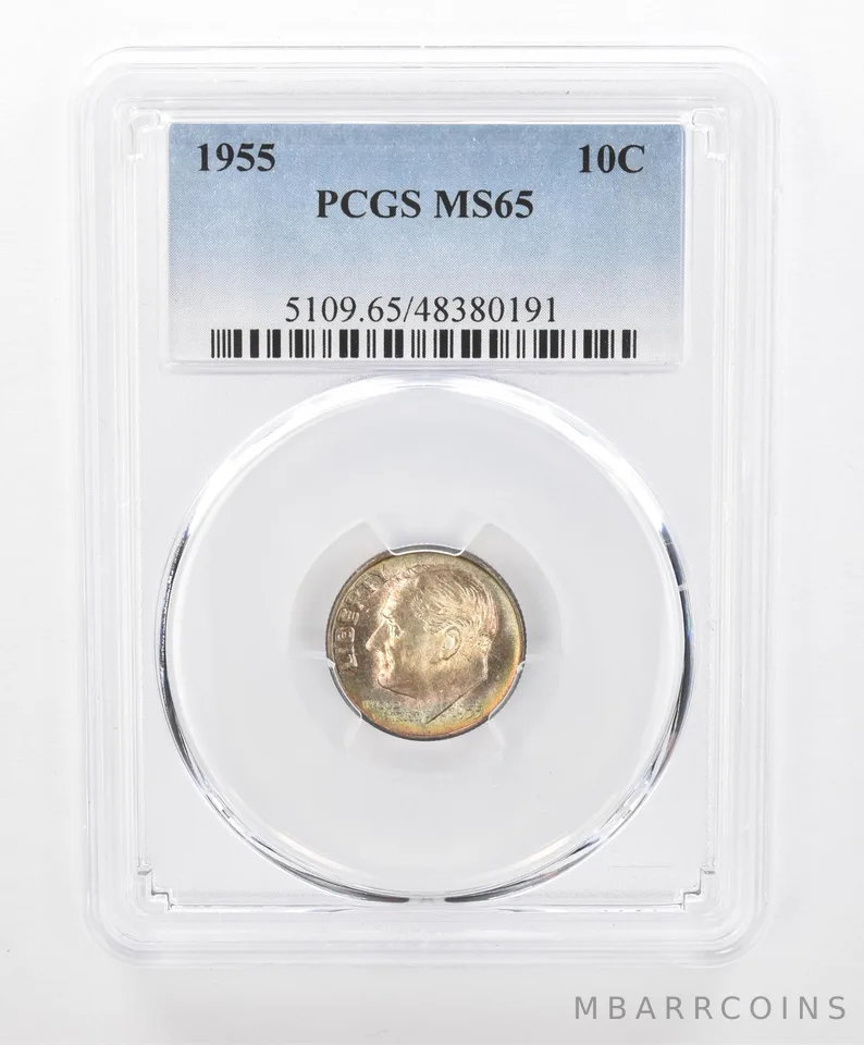 1955 Roosevelt Dime MS65 PCGS Beautiful Tone *2744