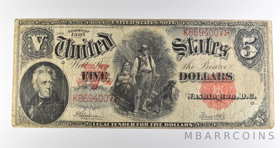 1907 $5 Legal Tender Large Note Red Seal *3542