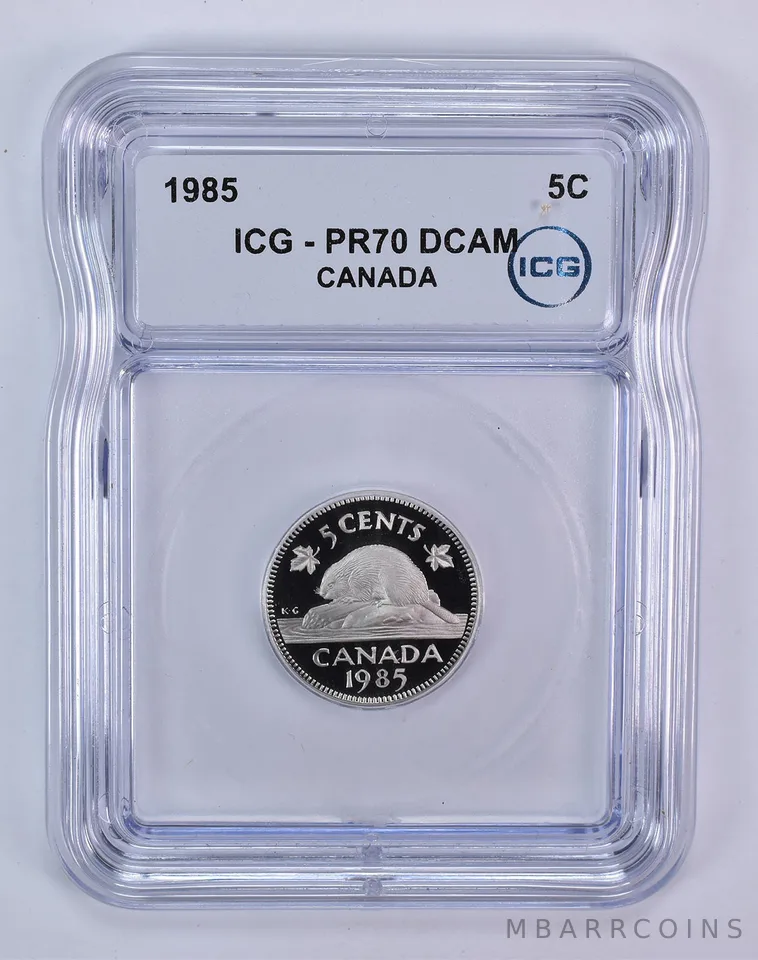 1985 Canada 5 Cents Beaver PR70 DCAM ICG