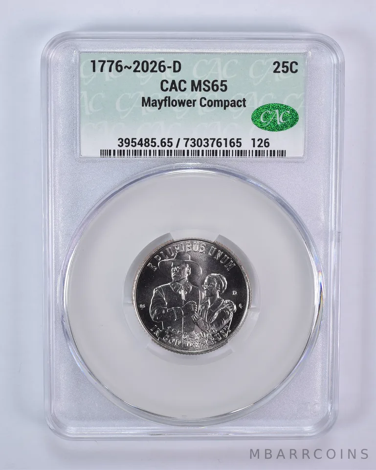 2026-D Mayflower Compact Quarter MS65 CAC CACg